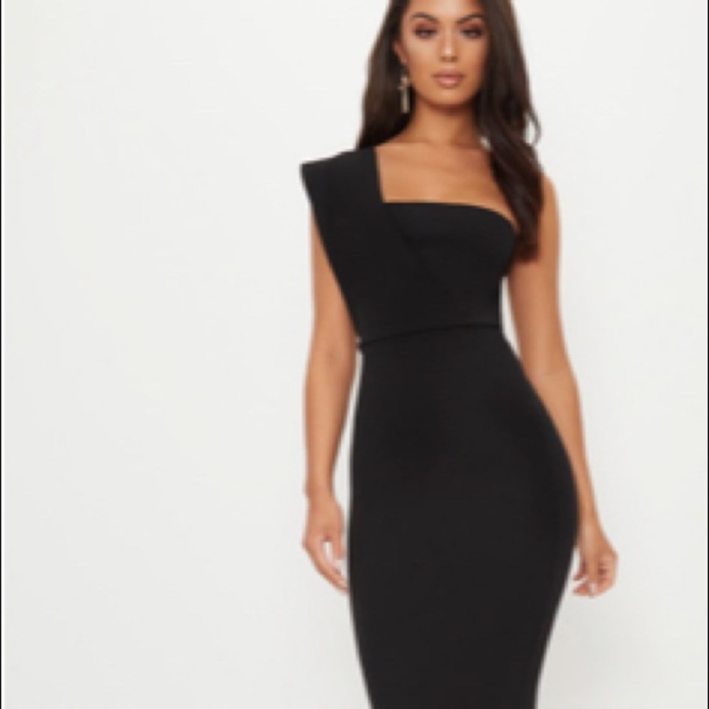 Black one shoulder maxi dress